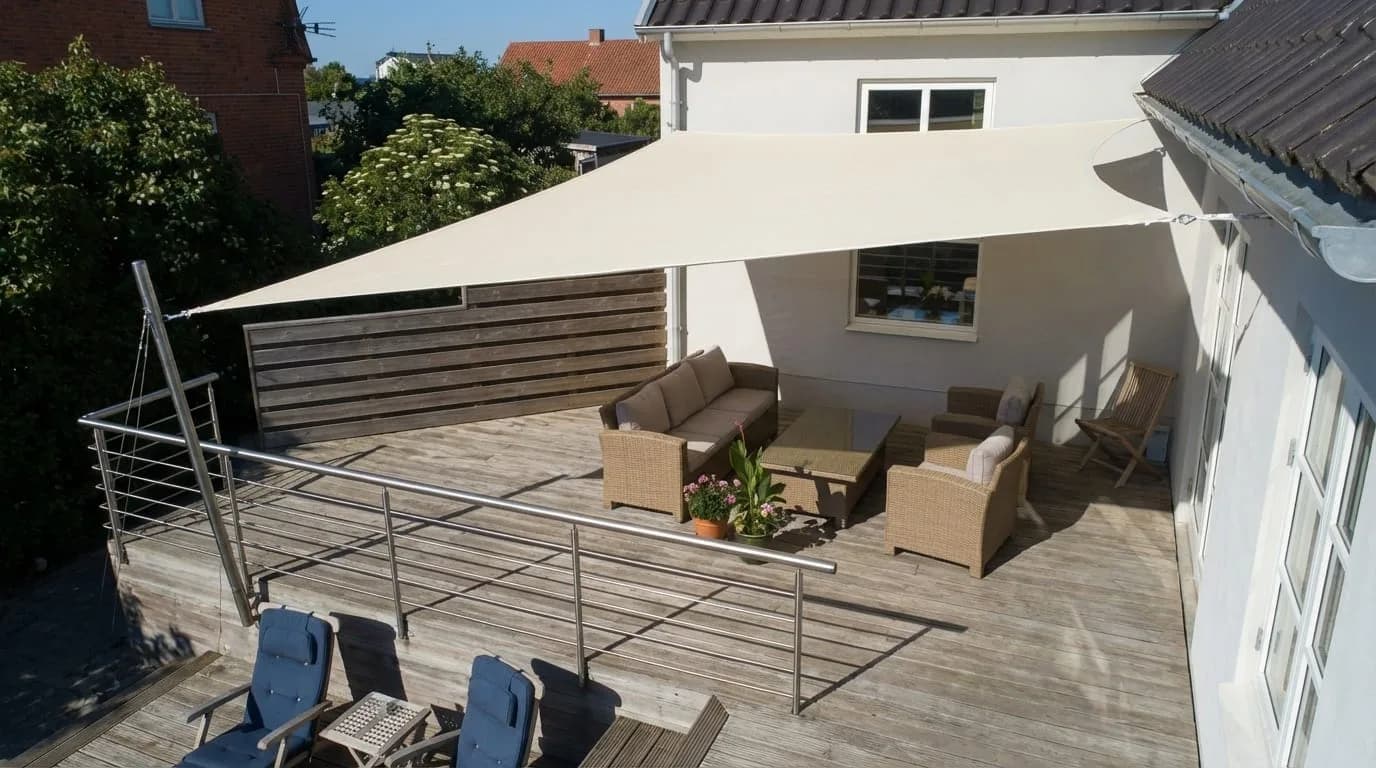 Solskydd altan detalj