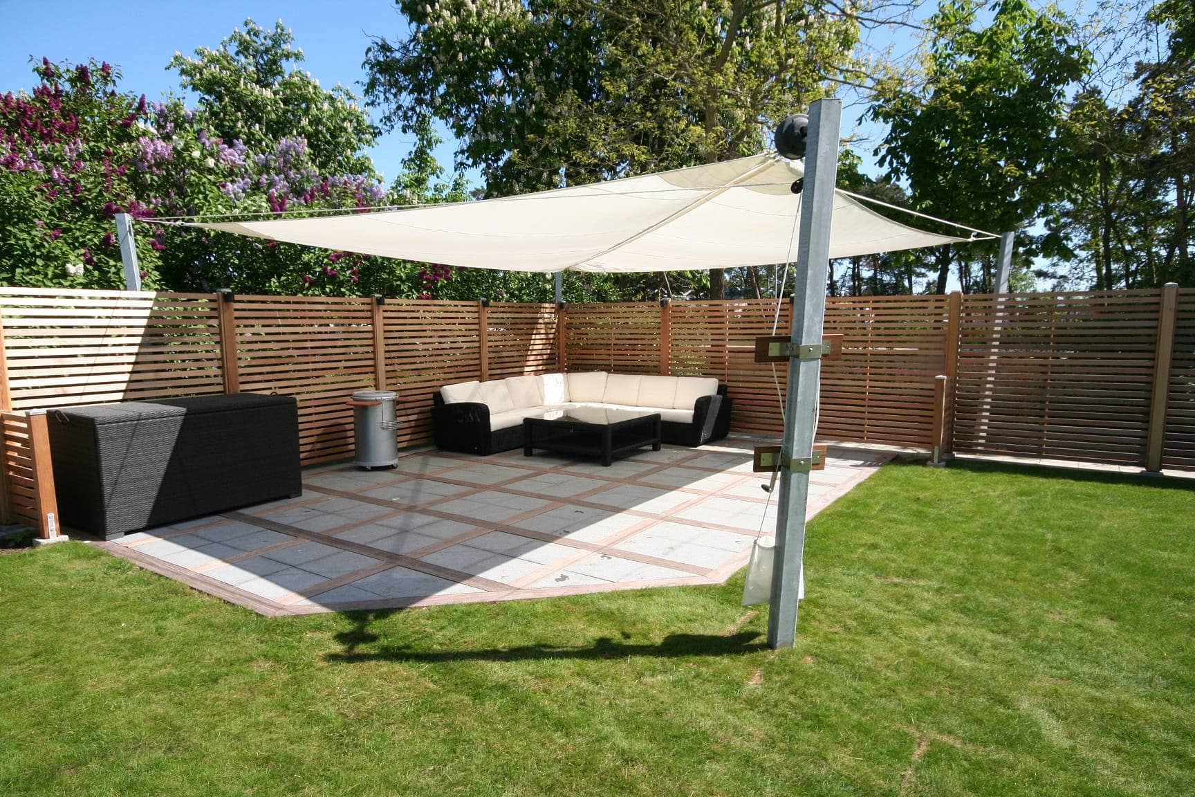 Uteplats solskydd detalj